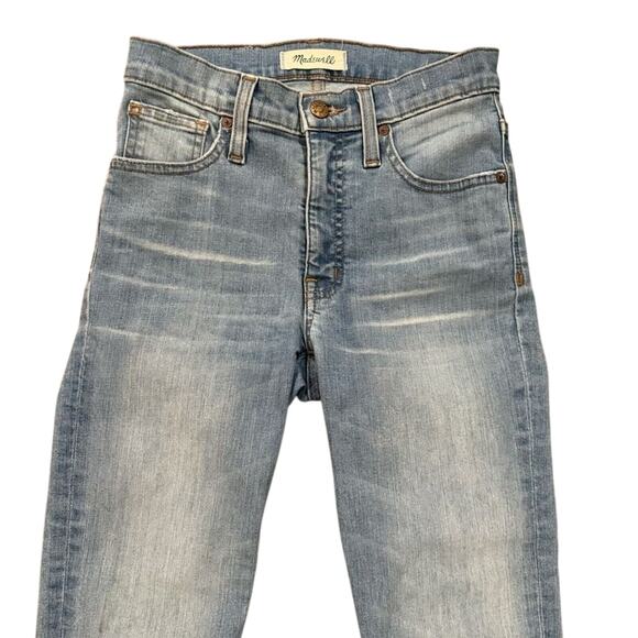 Madewell 9" High Rise Light Wash Skinny Jeans Size 24 Raw Hem Ankle - Picture 2 of 6